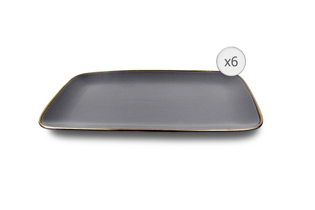 Set 6 platouri Calypso, Heinner, 32x20 cm, ceramica, gri - imagine 3